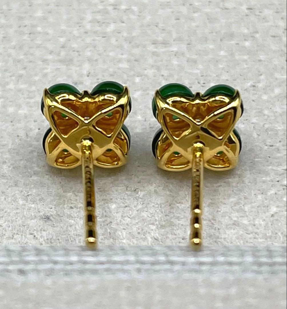 JA114★高級 琅かん翡翠1.156ct ダイヤ K18 ピアス 鑑別金性証付