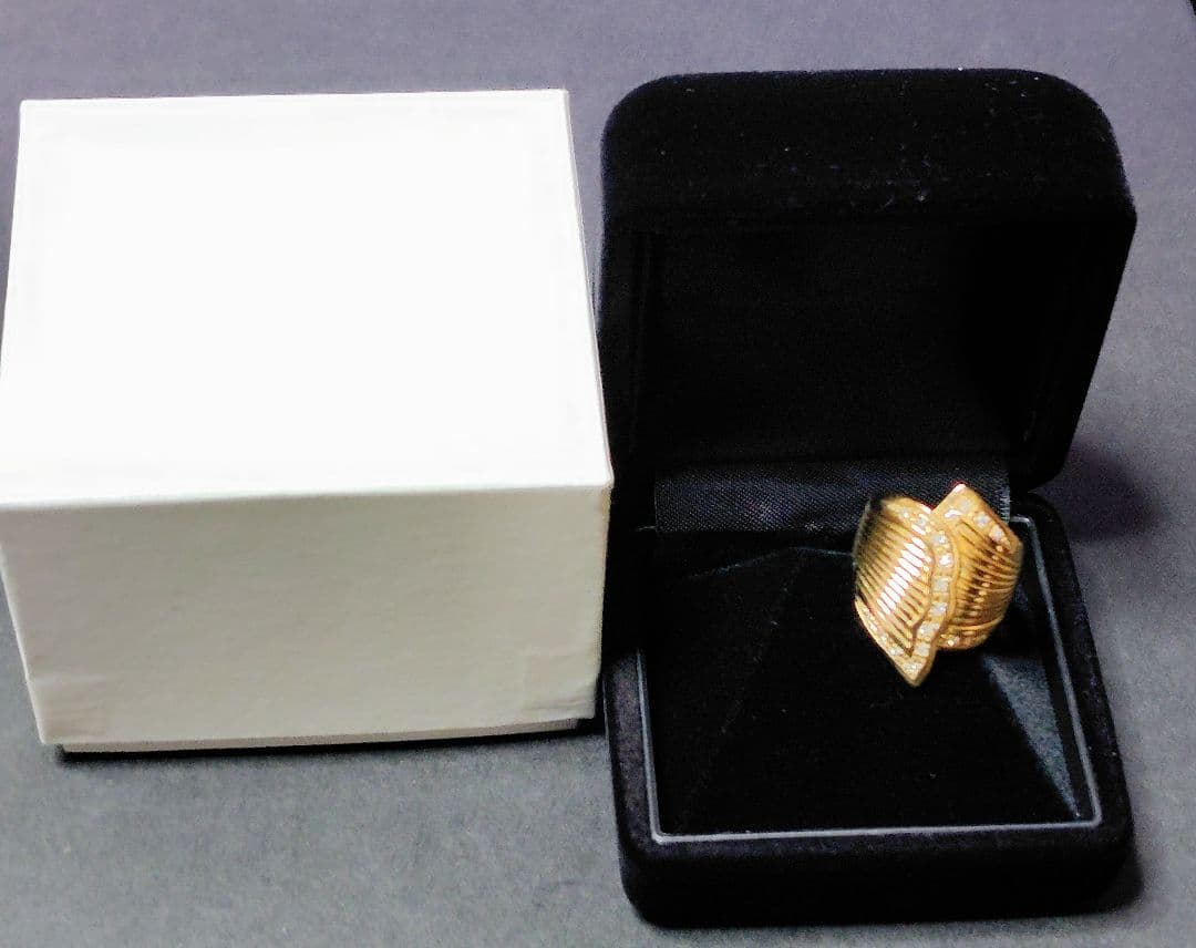 ゴールド K18 波状デザインリング メンズ指輪 サイズ18号【中古・お買得品】