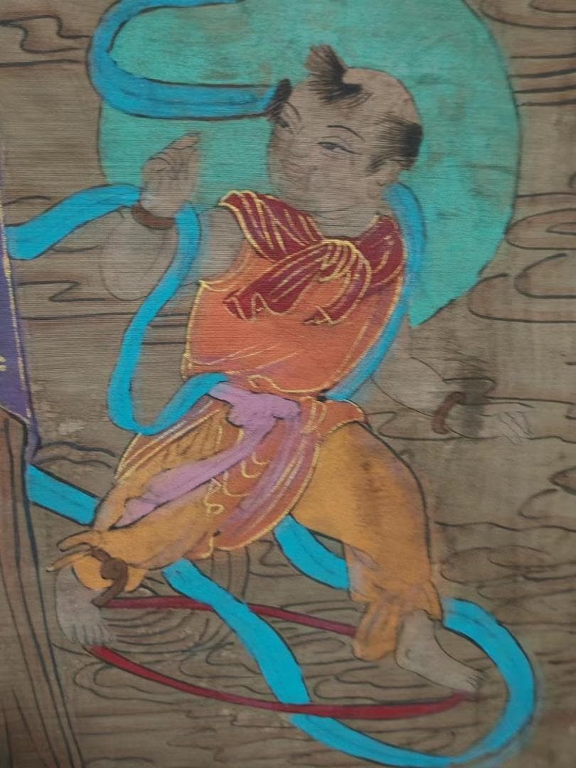 中国古美術・純手描き・人物画芯・送子觀音画像167x86cm・書画・絹本・仏像