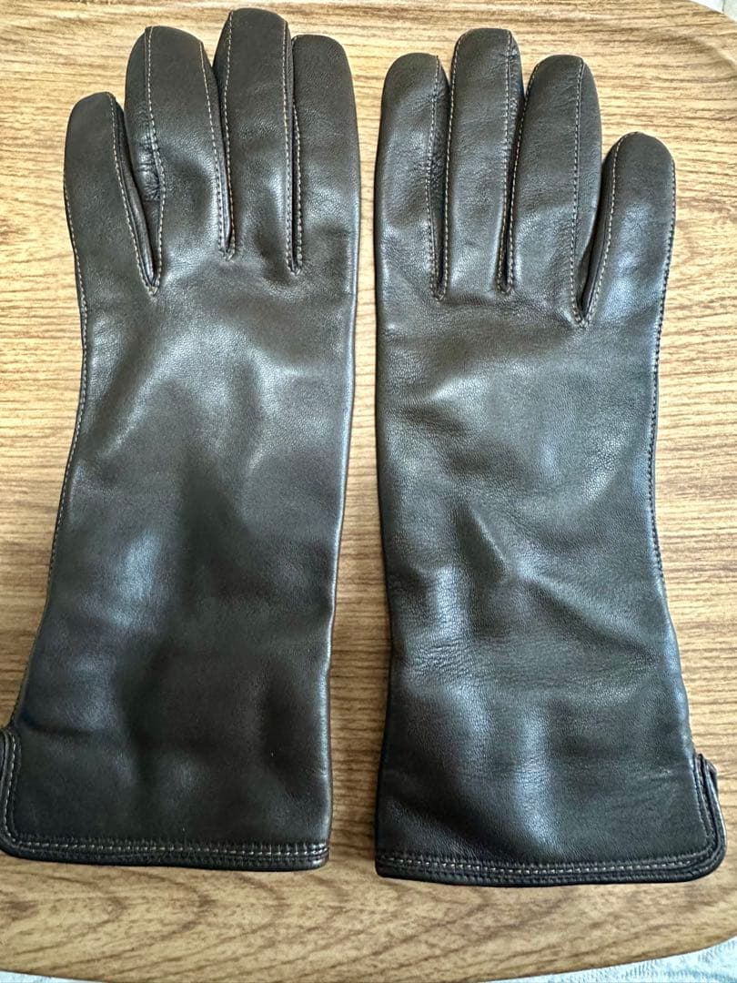 LOUIS VUITTON/ルイヴィトン　手袋　革　美品　送料込　ダミエ　茶