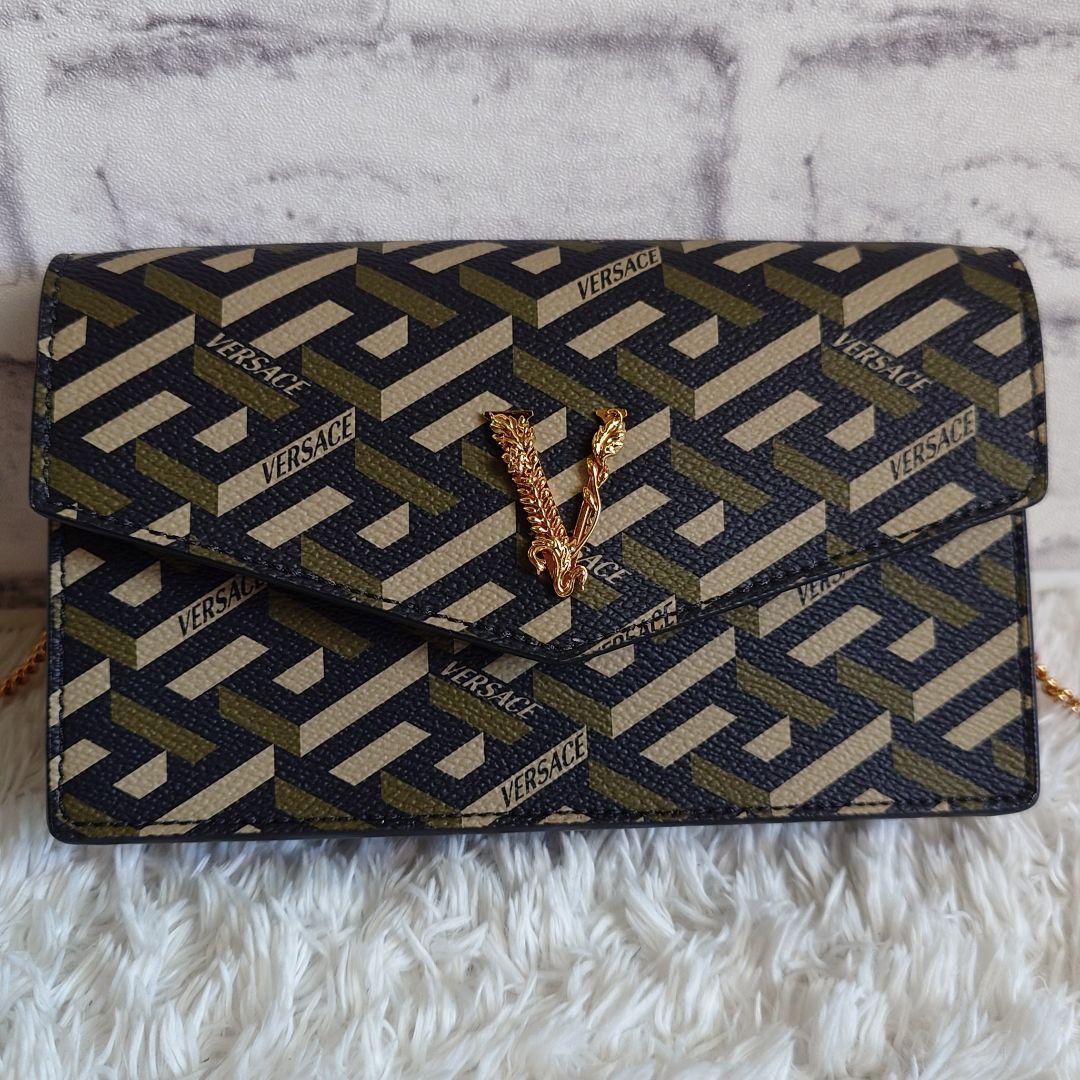 美品 2way ヴェルサーチ ヴィルトゥス ラ グレカ ショルダーバッグ レザー