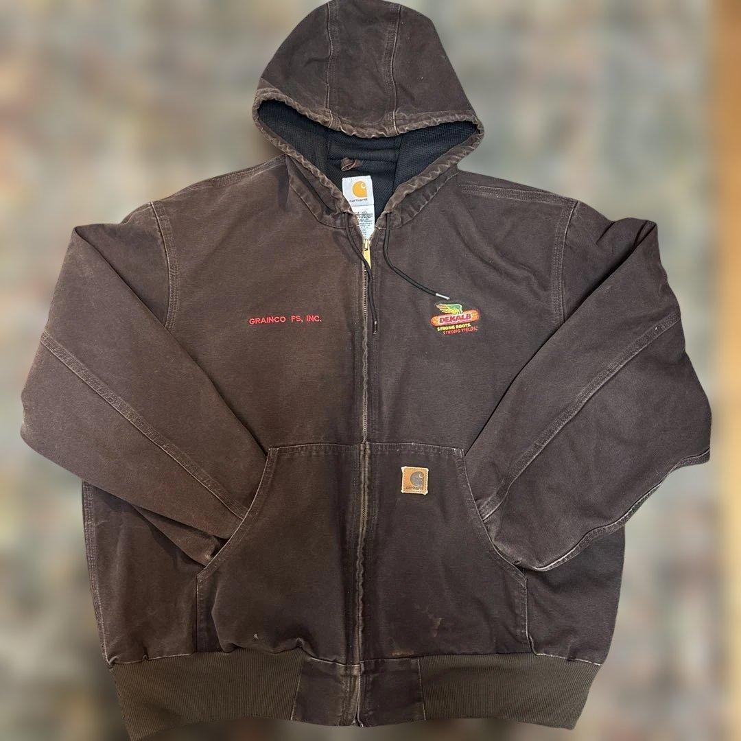 【レア刺繍・お得価格】Carhartt ダークブラウン アクティブジャケットXL