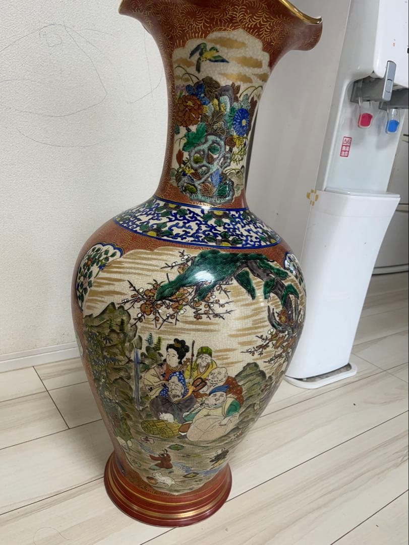 Shine TLS樣限定 七福神 角福刻印あり 豪華色絵 希少 壺 花瓶 金彩