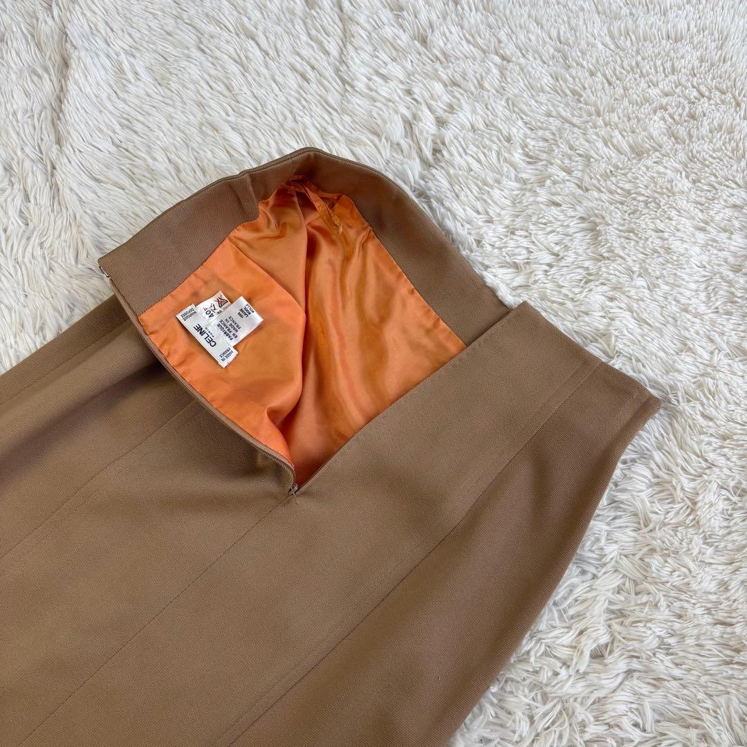 CELINE スカート トリオンフ 金ボタン ロゴ チェーン プリーツ