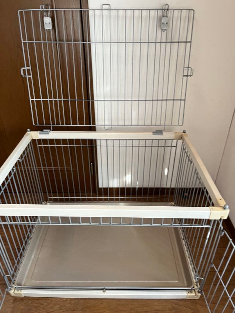 【送料込】アイリスオーヤマ 犬 ケージ ウッディサークル　アイボリー　屋根付き