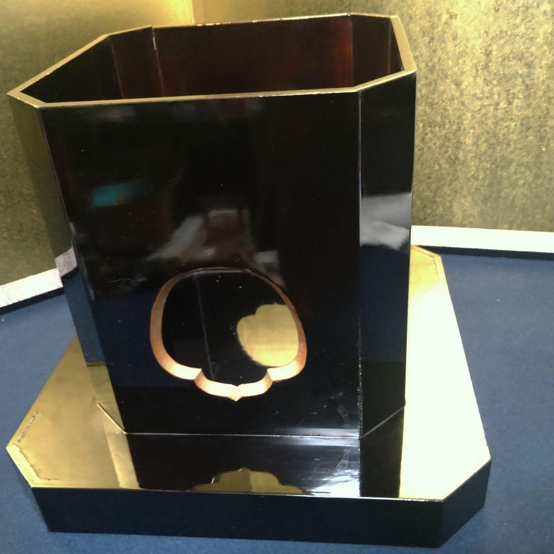 AH65 三宝 輪島塗 神具 仏具 お供え置 木製 黒漆塗 縁金彩