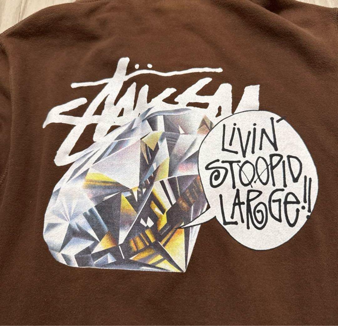 Stussy ブラウン フード付きジップパーカー