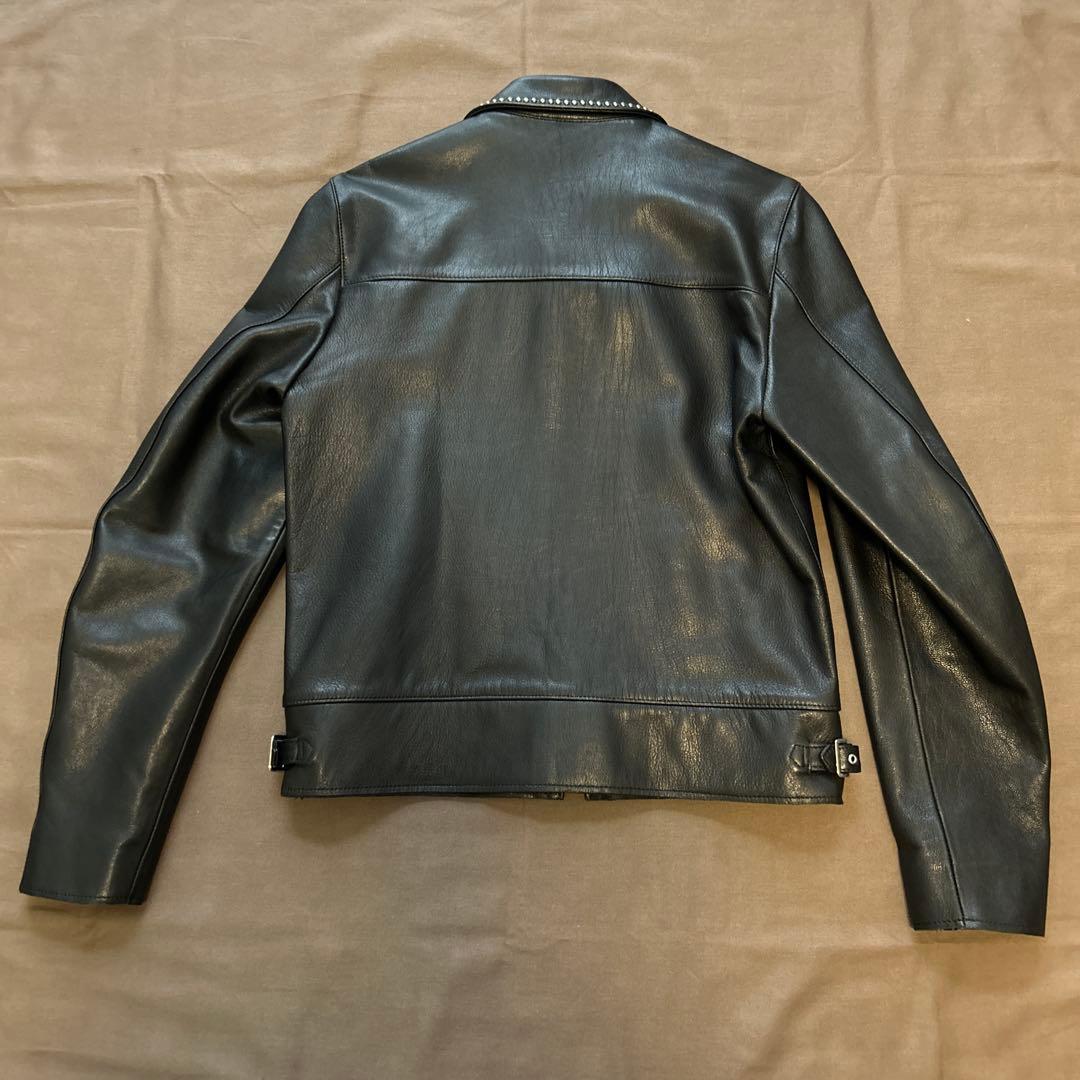 ラグスマックレガー　ブラックレザースタッズ付きシングルライダースジャケット