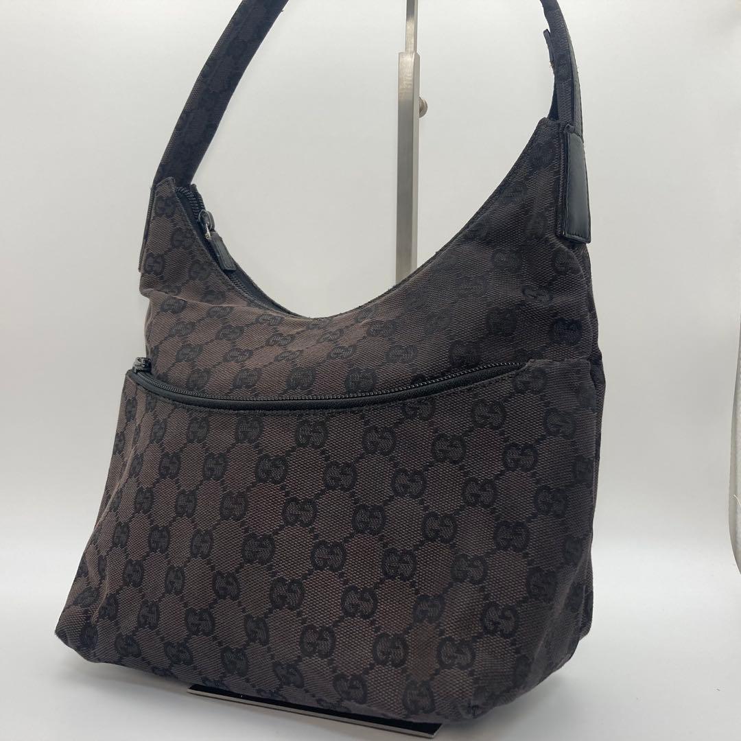 GUCCI グッチ　ワンショルダーバッグ　GGキャンバス　ハンドバッグ　黒