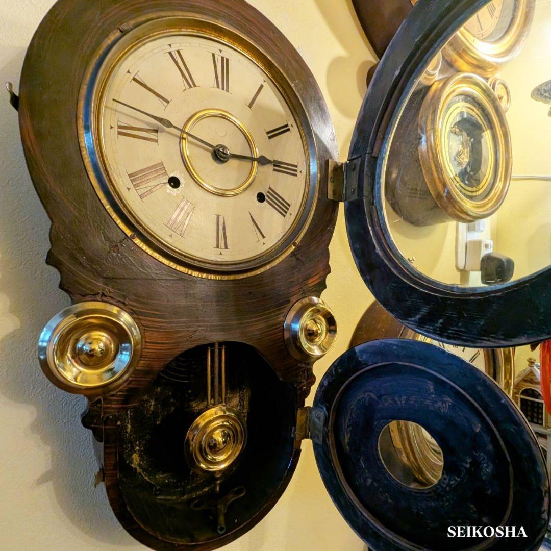 アンティーク掛時計　古時計　四つ丸　ダルマ掛時計　精工舎