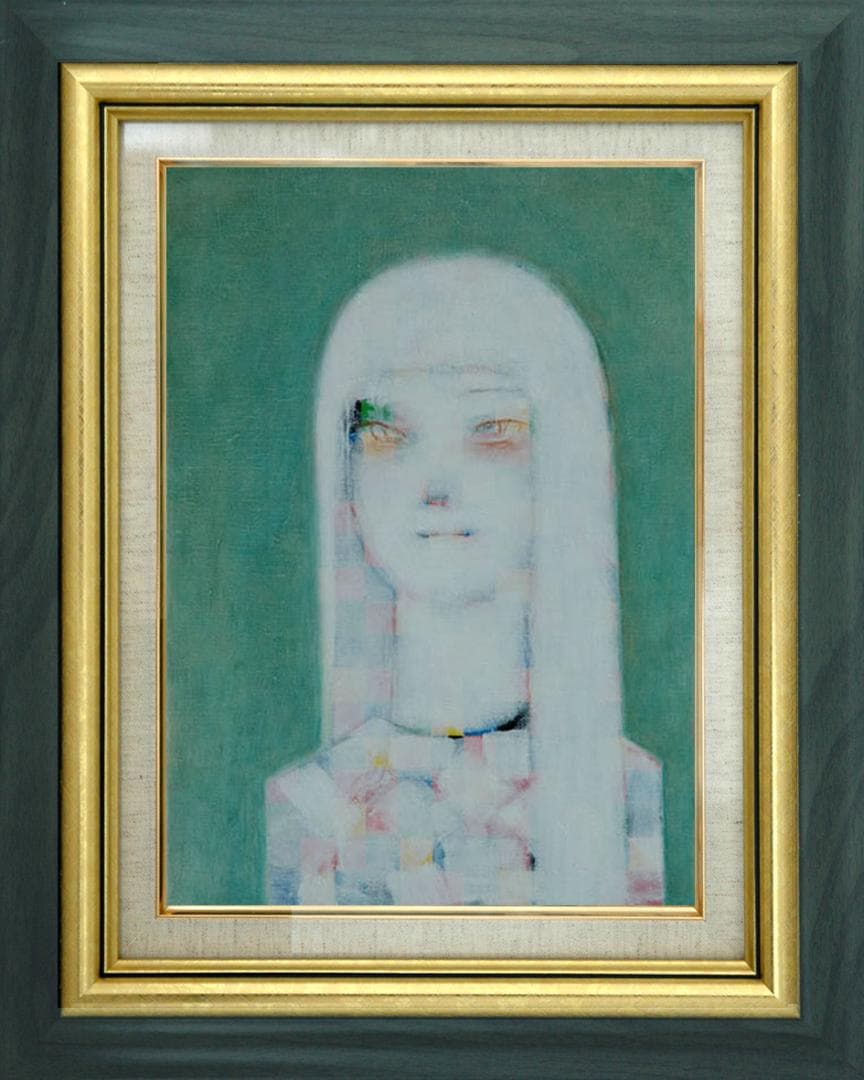 油絵 菅家令子 絵 絵画 インテリア 額付(黒) F4-071212 人物 女性