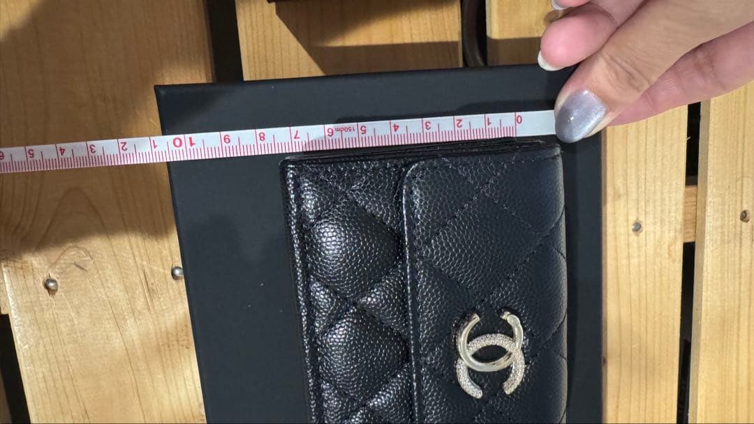CHANEL ブラック 三つ折り財布　スモール　フラップ　ウォレット