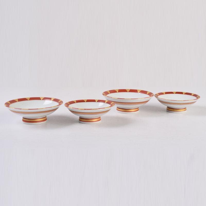 丹山窯　小峠葛芳作　赤絵金彩　組盃　酒杯　共布共箱　2点まとめて　C　8449