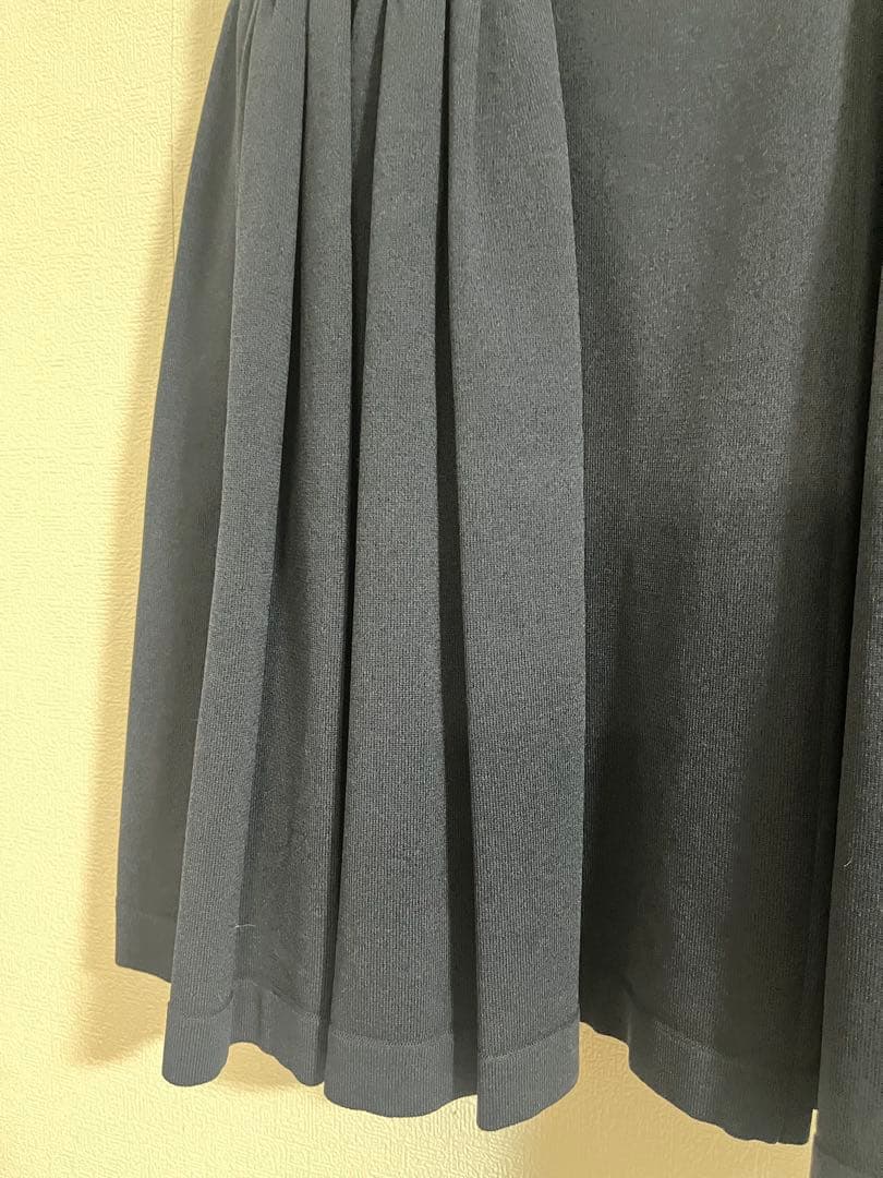 極美品⭐︎FOXEY ネイビーフレアスカート ウエストゴム　膝丈