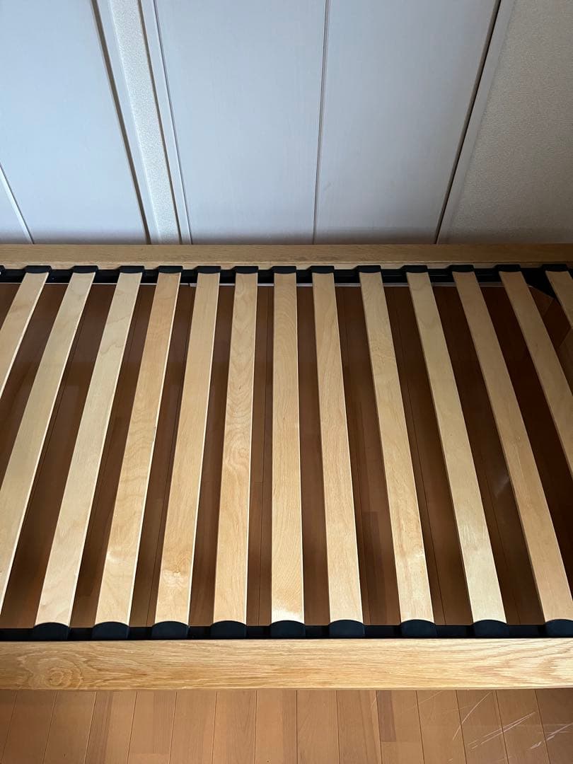 無印良品　ベッドフレーム　シングル　ヘッドボード付き　オーク材