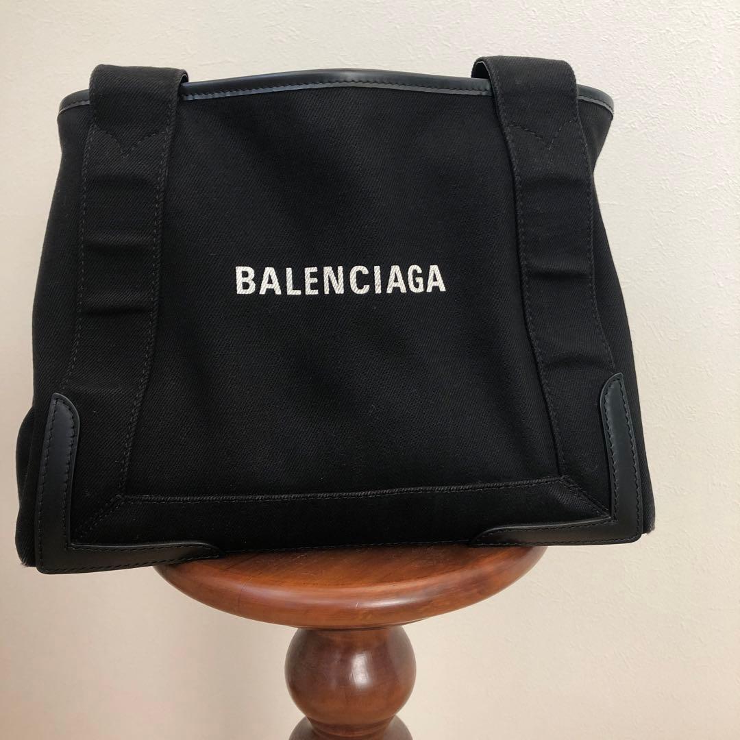 【美品】バレンシアガ　ネイビーカバスS　ハンドバッグ　キャンバス　ポーチ　黒