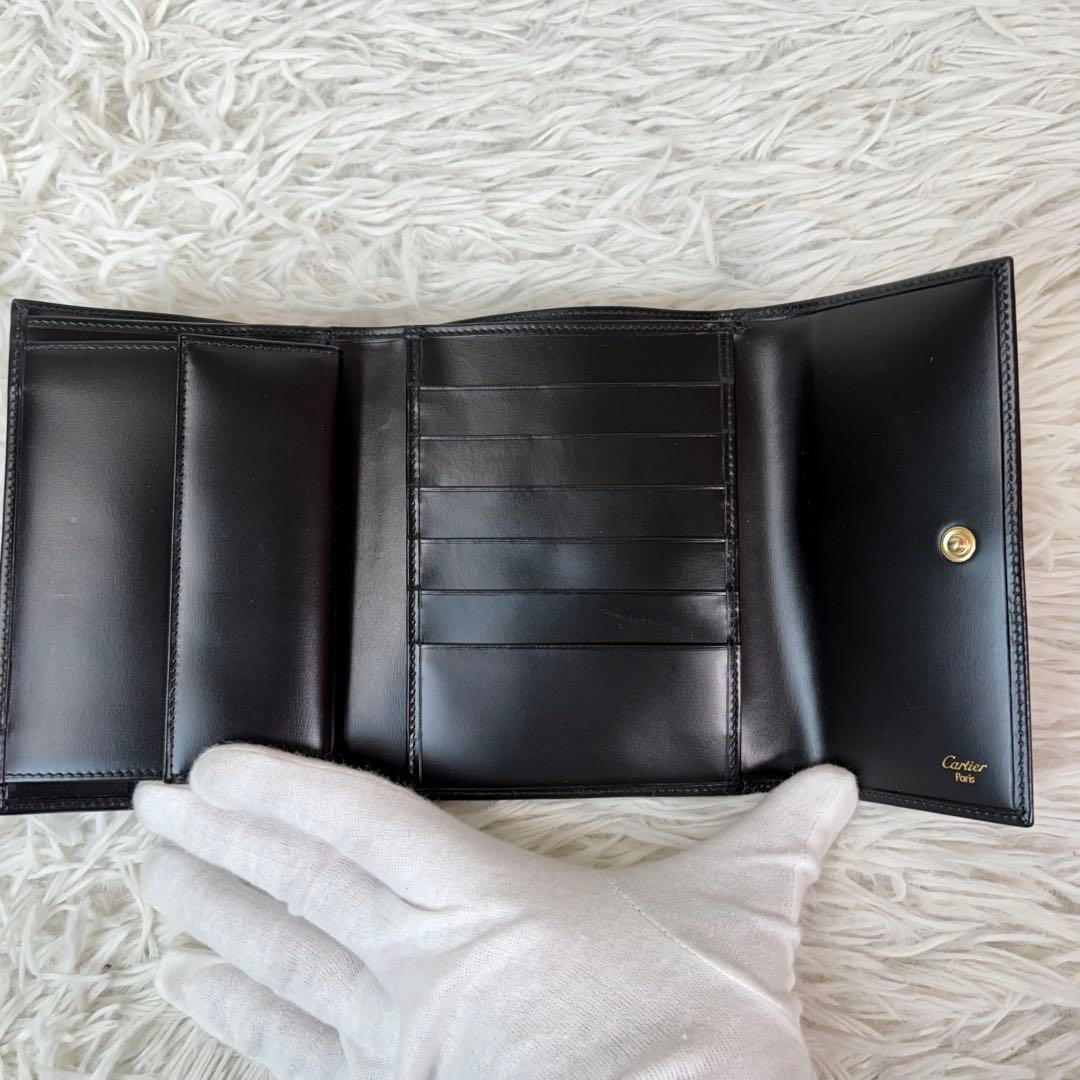 新品未使用品/付属品有✨Cartier 三つ折り 財布 パンテール　金具 黒