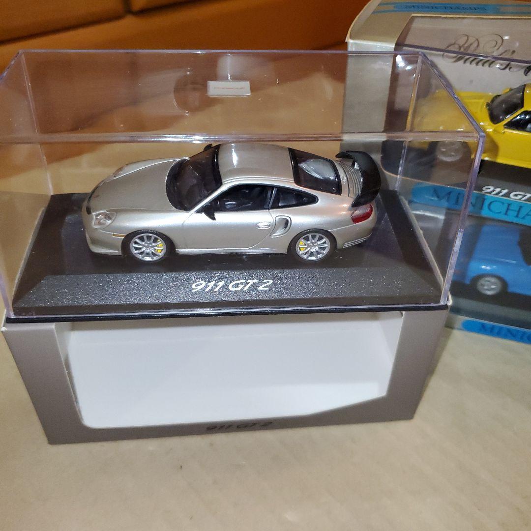 ポルシェ911 GT 2 ミニカー 3台セット、イエロー、ブルー、シルバー、