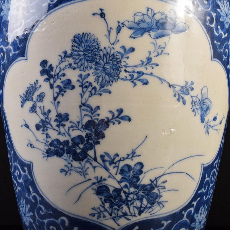 瀬戸焼　古瀬戸　青磁染付　四君子文　花瓶　高さ約30㎝　D　R7683B