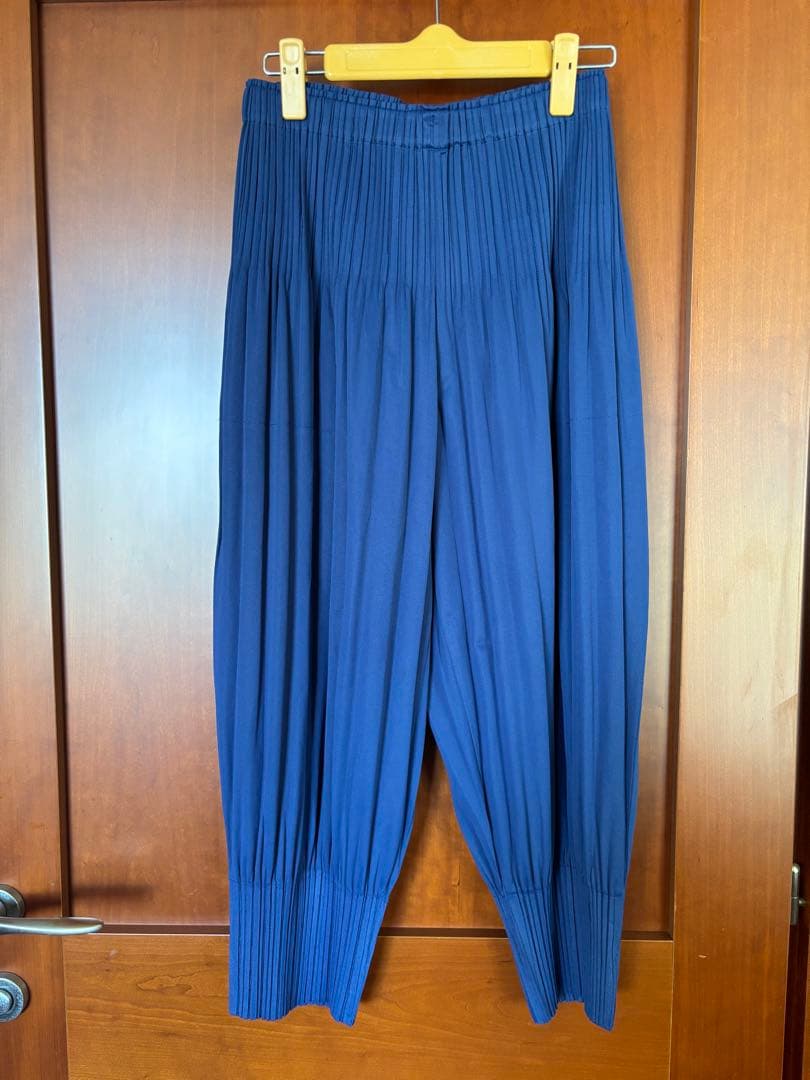 日本製イッセイミヤケプリーツプリーズパンツ　美品青系色2