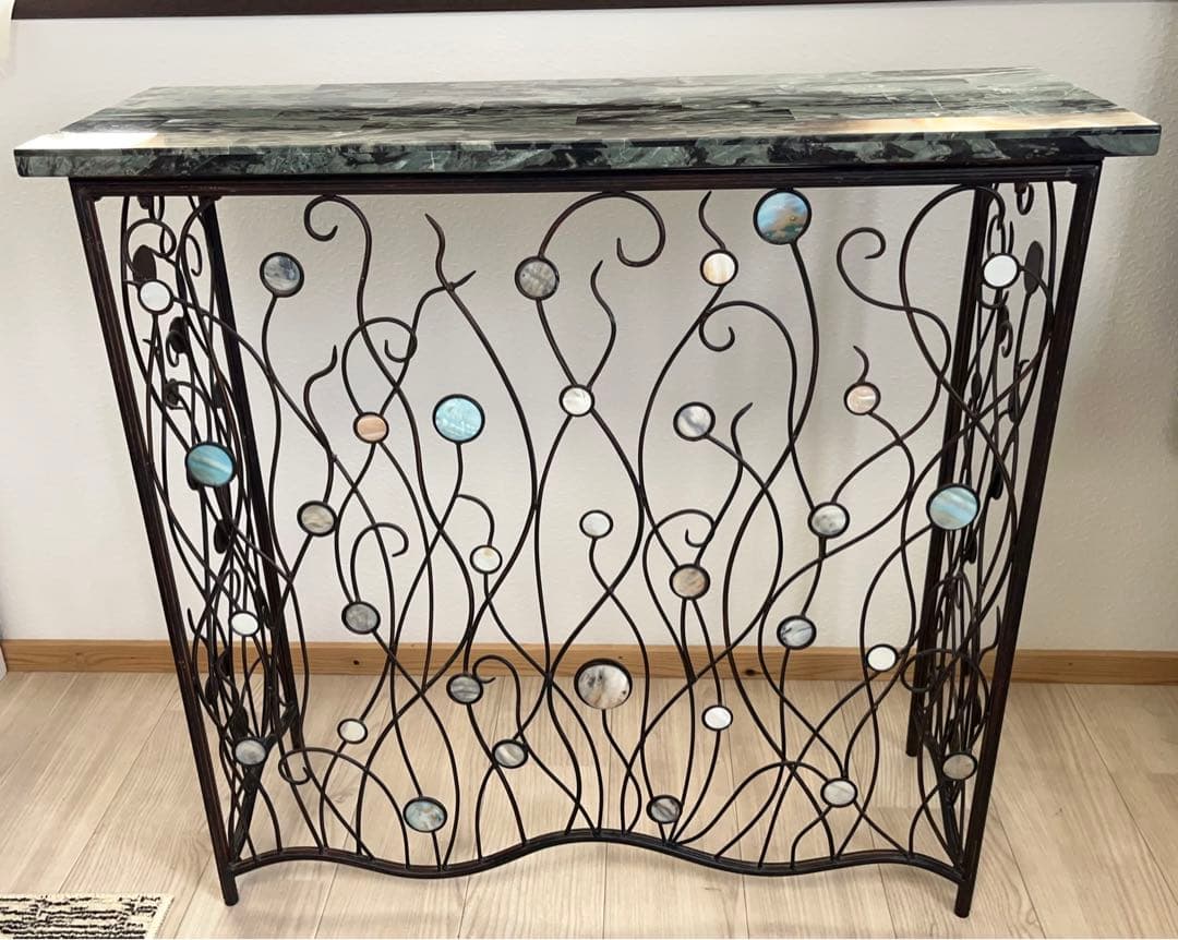 コンソールテーブル アイアン サイドテーブル 大理石風 -206-