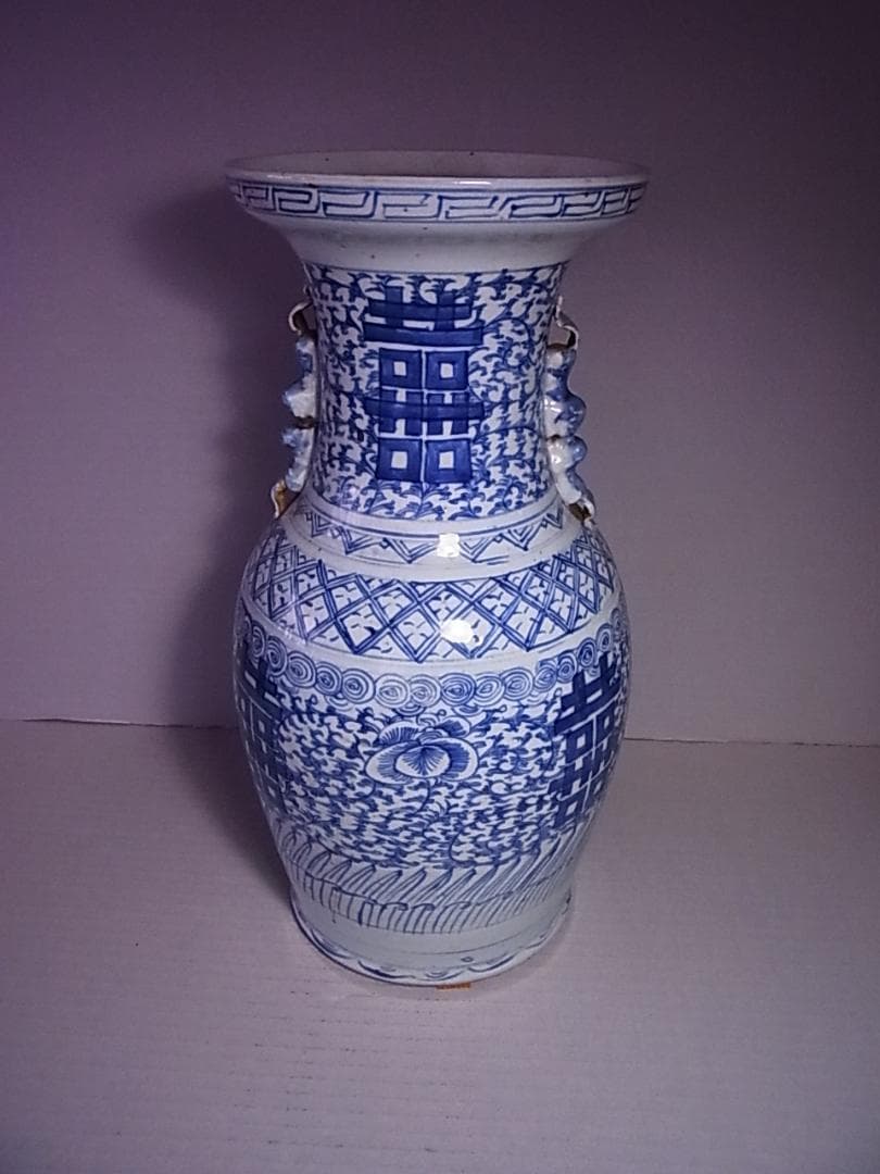 中国　古い染付花瓶(大)　 飾壷 　高約43.5cm