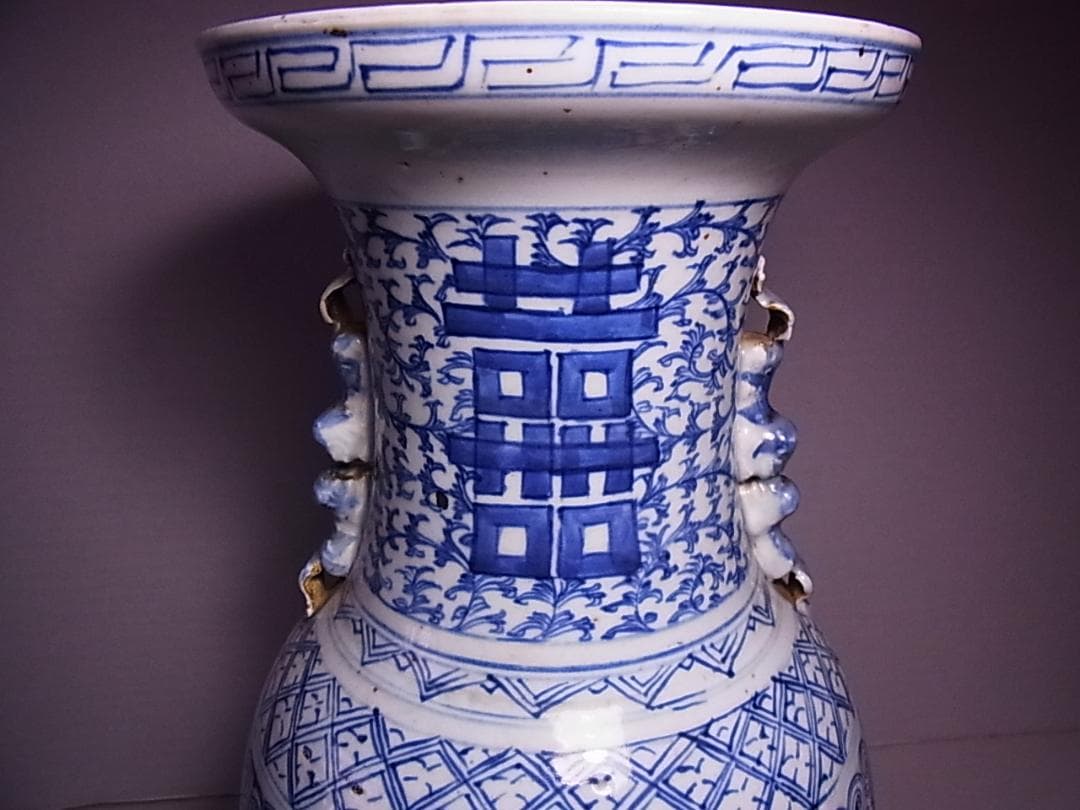 中国　古い染付花瓶(大)　 飾壷 　高約43.5cm