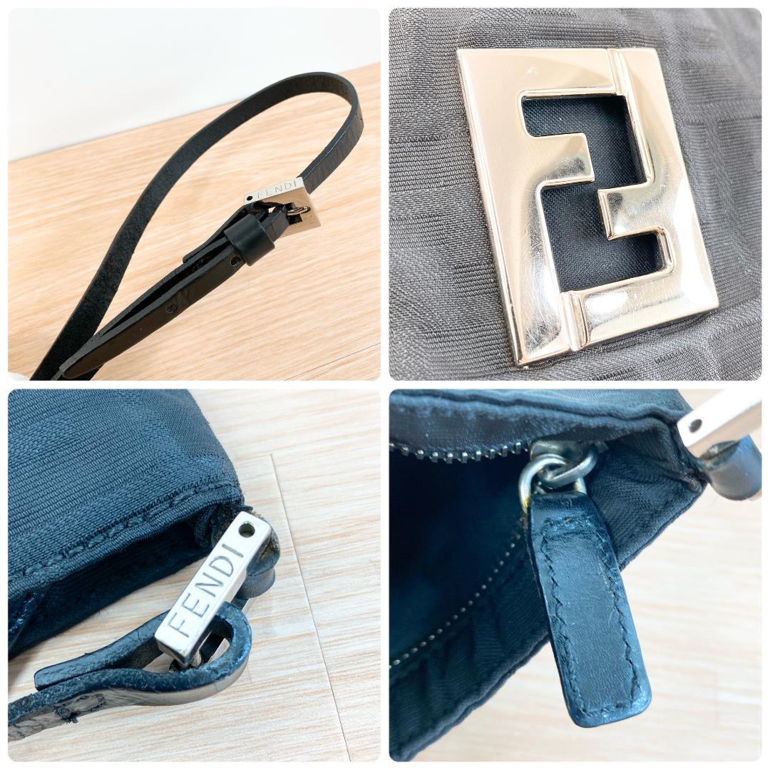 フェンディ ショルダーバッグ サコッシュ ロゴプレート ズッカ柄 ブラック 黒