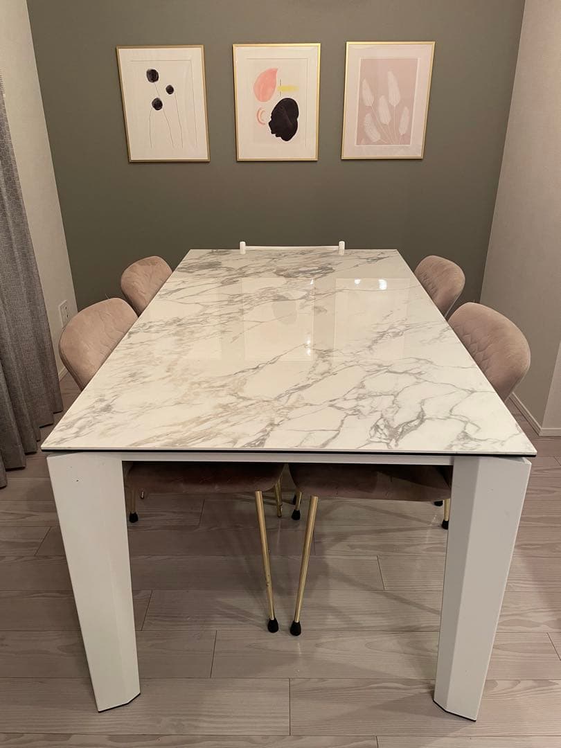 カリガリス ダイニングテーブル DELTA 伸縮テーブル ホワイトマーブル