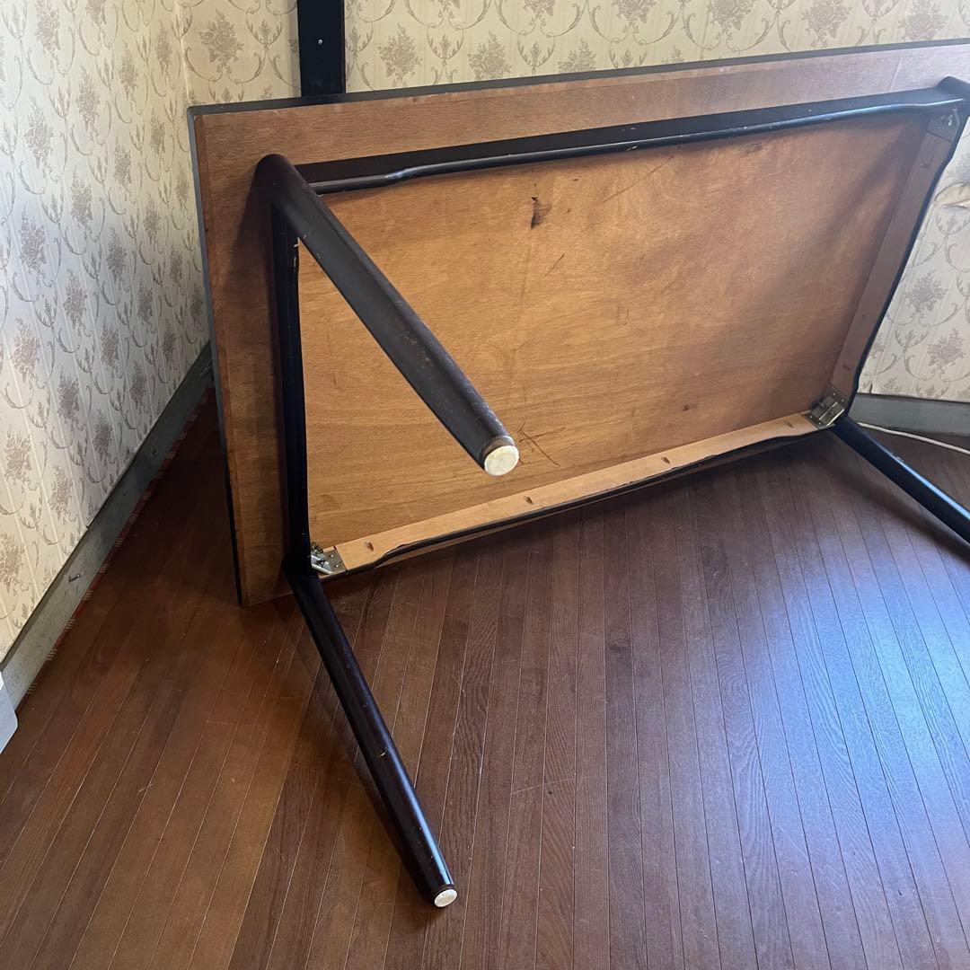 【アンティーク】昭和レトロ 木製 大理石柄 天板 ダイニングテーブル 古家具