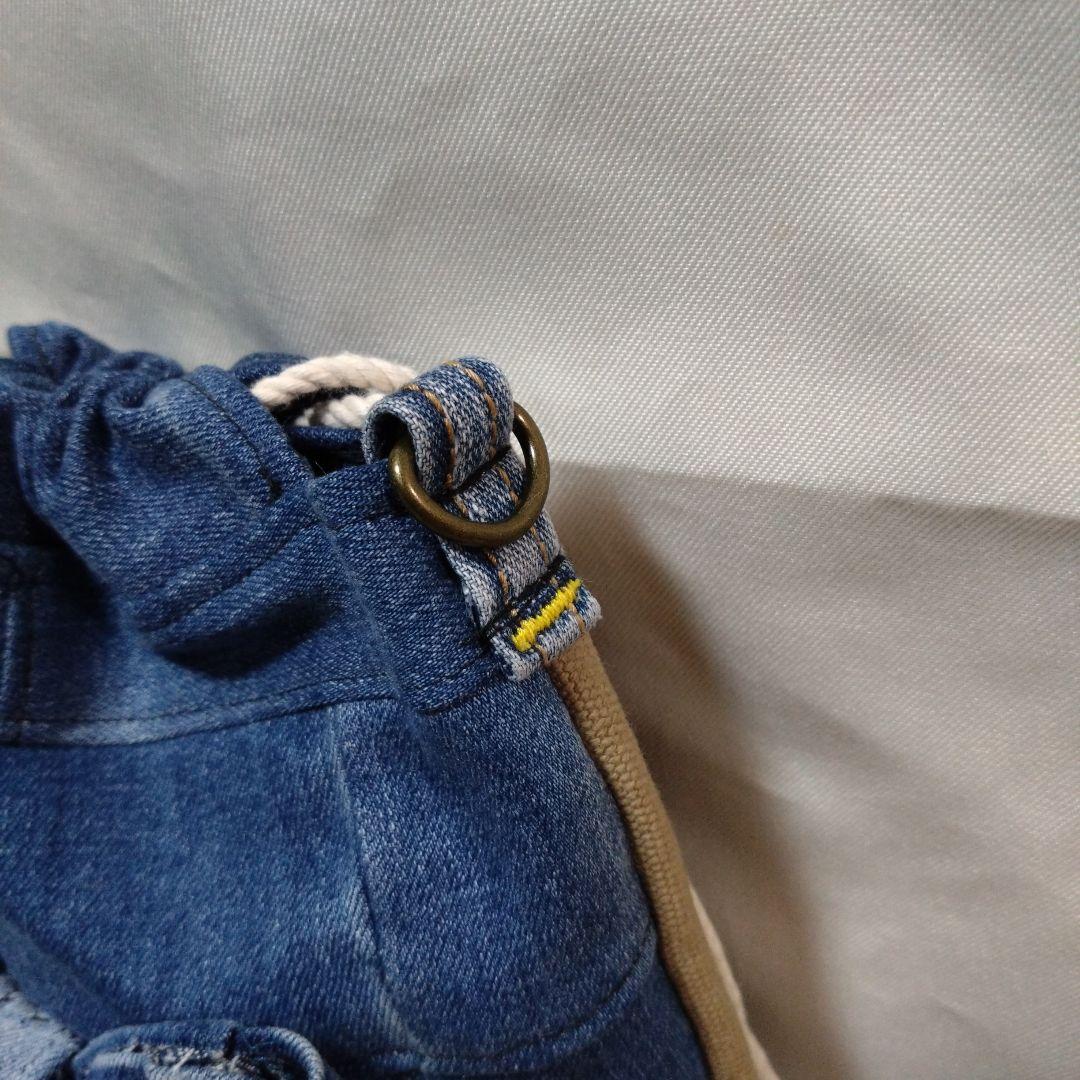 No.251専用‼️巾着袋（リボン）デニムリメイク　携帯扇風機入れ　巾着バック