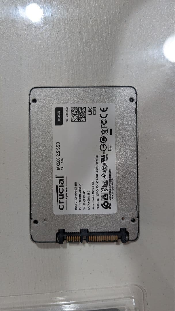 【使用10時間】crucial MX500 1TB SSD