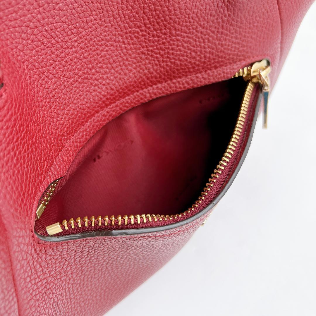 極美品 COACH 2wayバッグ レザー 斜め掛け レッド系 f214