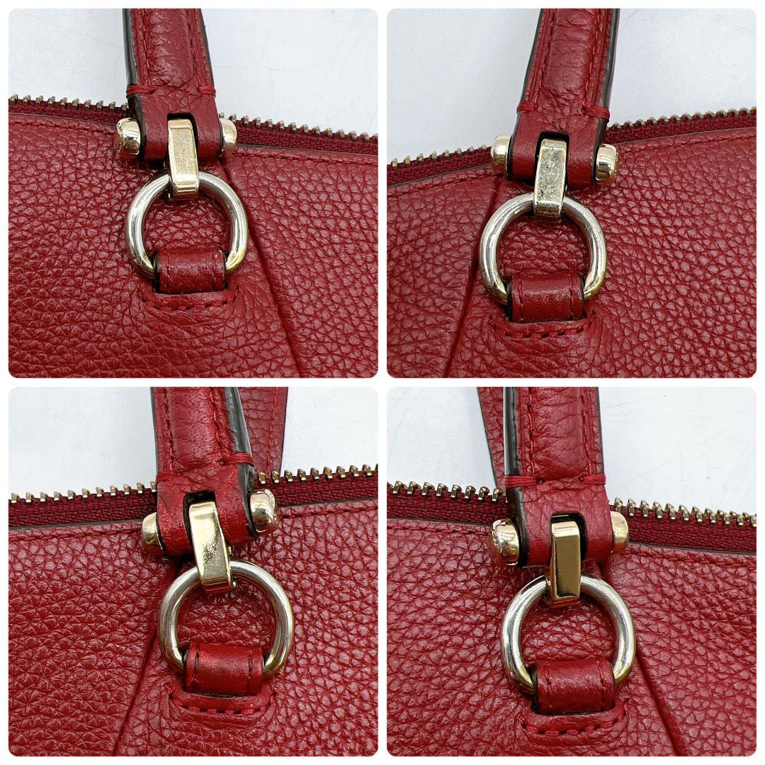 極美品 COACH 2wayバッグ レザー 斜め掛け レッド系 f214