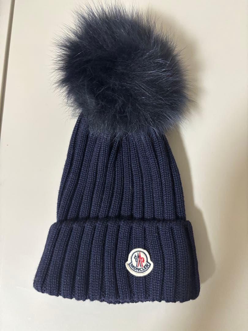 最終値下げ　MONCLER ネイビー ニット帽 ポンポン　新品未使用