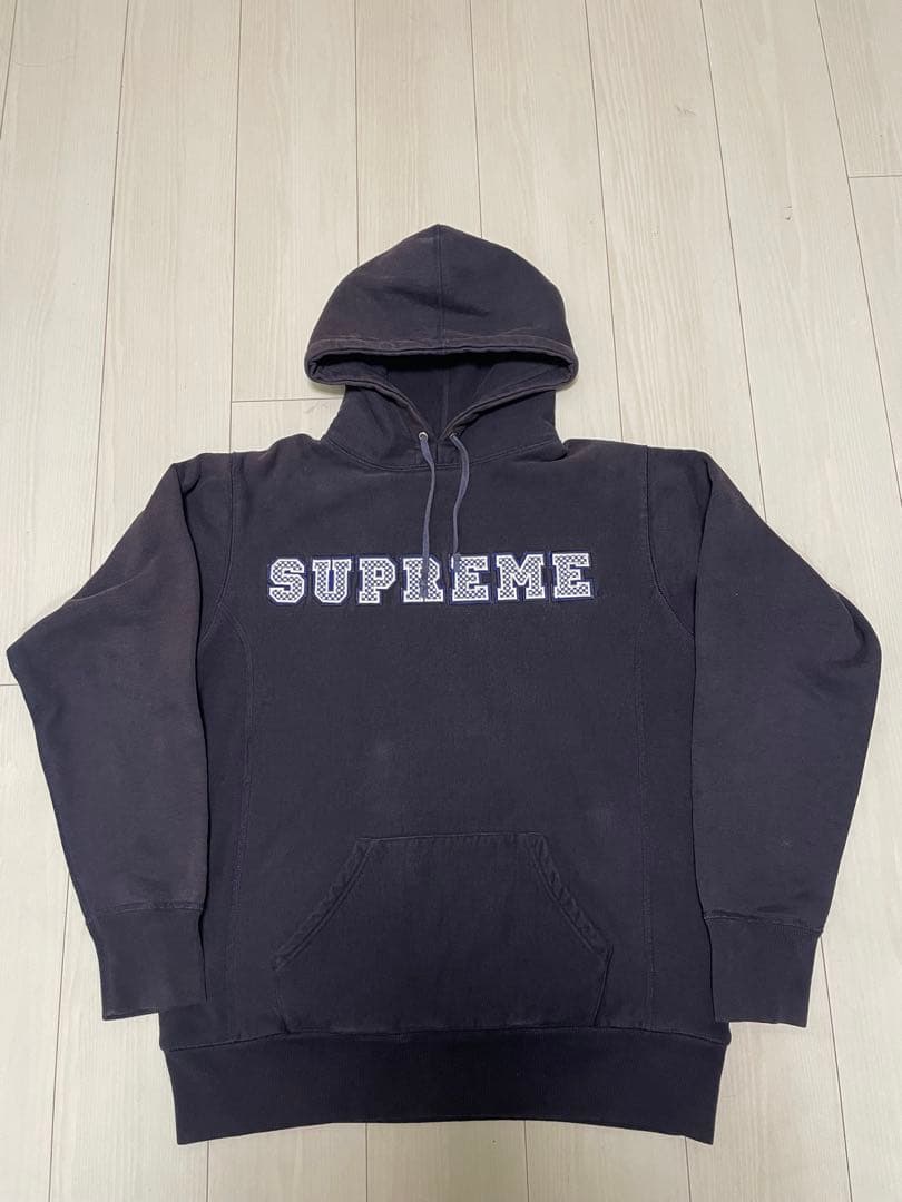 supreme ブロックチェックロゴパーカー