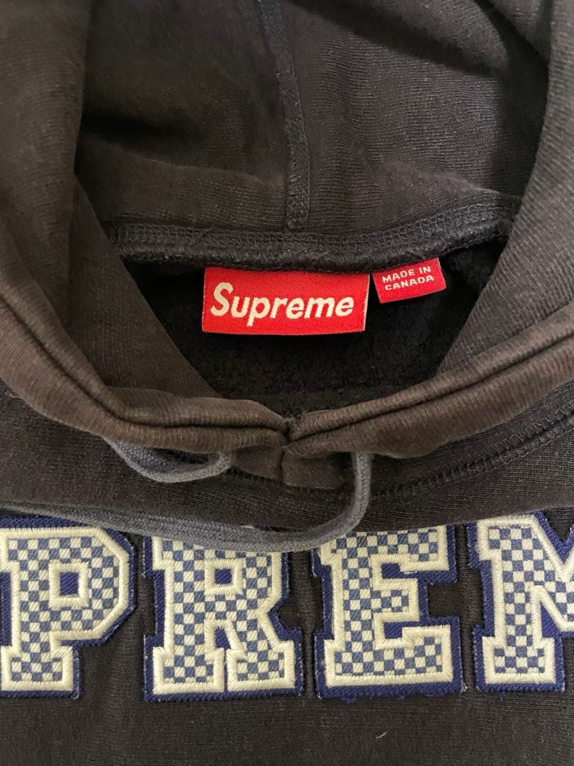 supreme ブロックチェックロゴパーカー