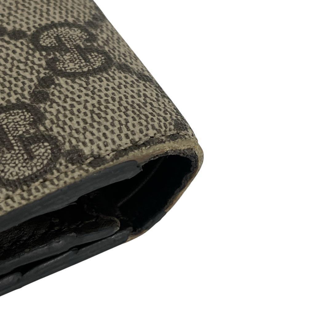 グッチ　GGスプリーム　二つ折り財布　コンパクト財布　ミニ財布　ベージュ　PVC