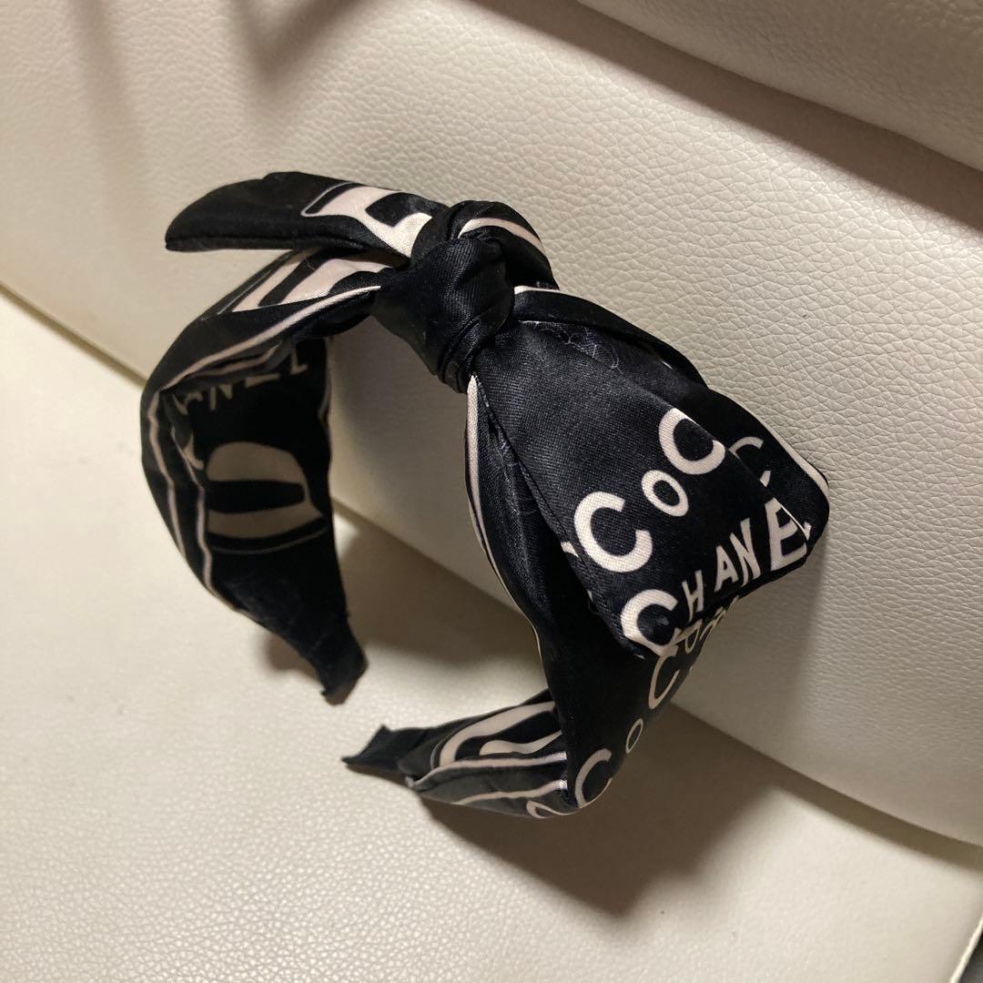 CHANEL リボン付きヘアバンド 黒