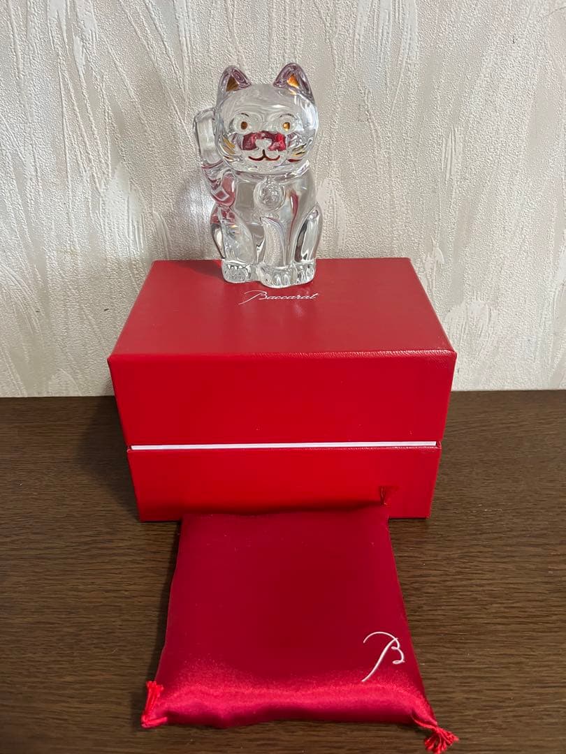 バカラBaccaratクリスタルガラス 招き猫　まねき猫