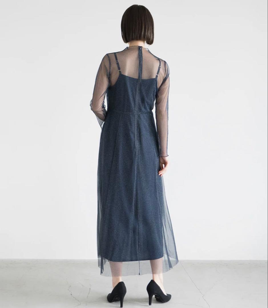 kaene ラメチュールメロウワンピース36サイズblack-silver