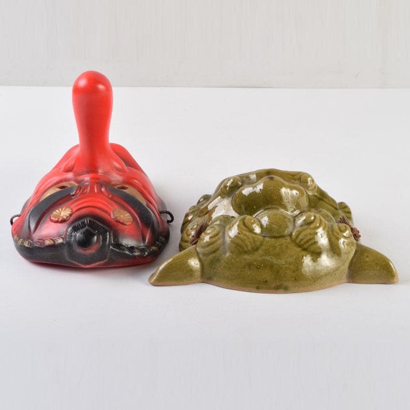 能面　能楽　雅楽　陶器製　獅子　天狗　お面　2点まとめて　N　9081A