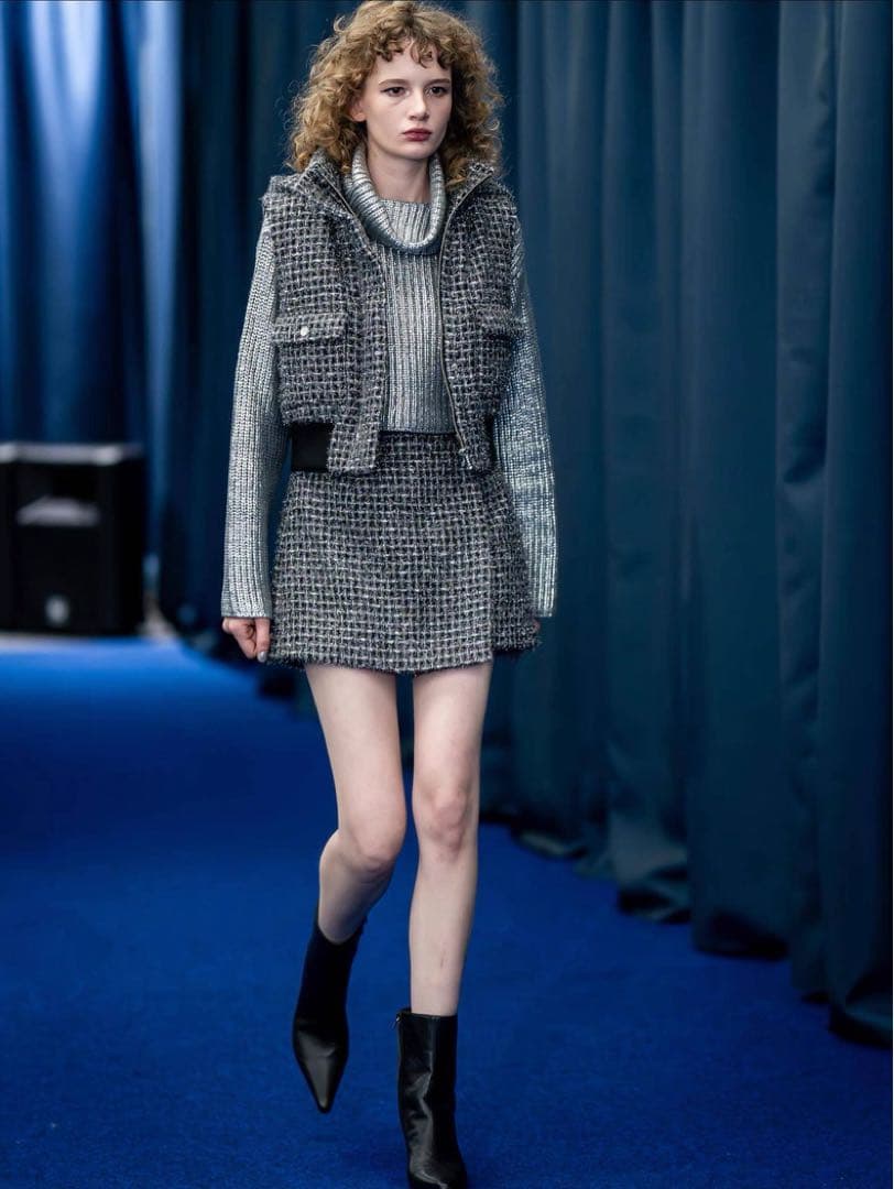 新品 Sheller シャイニー ツイード ラップ キュロット ラメ スカート