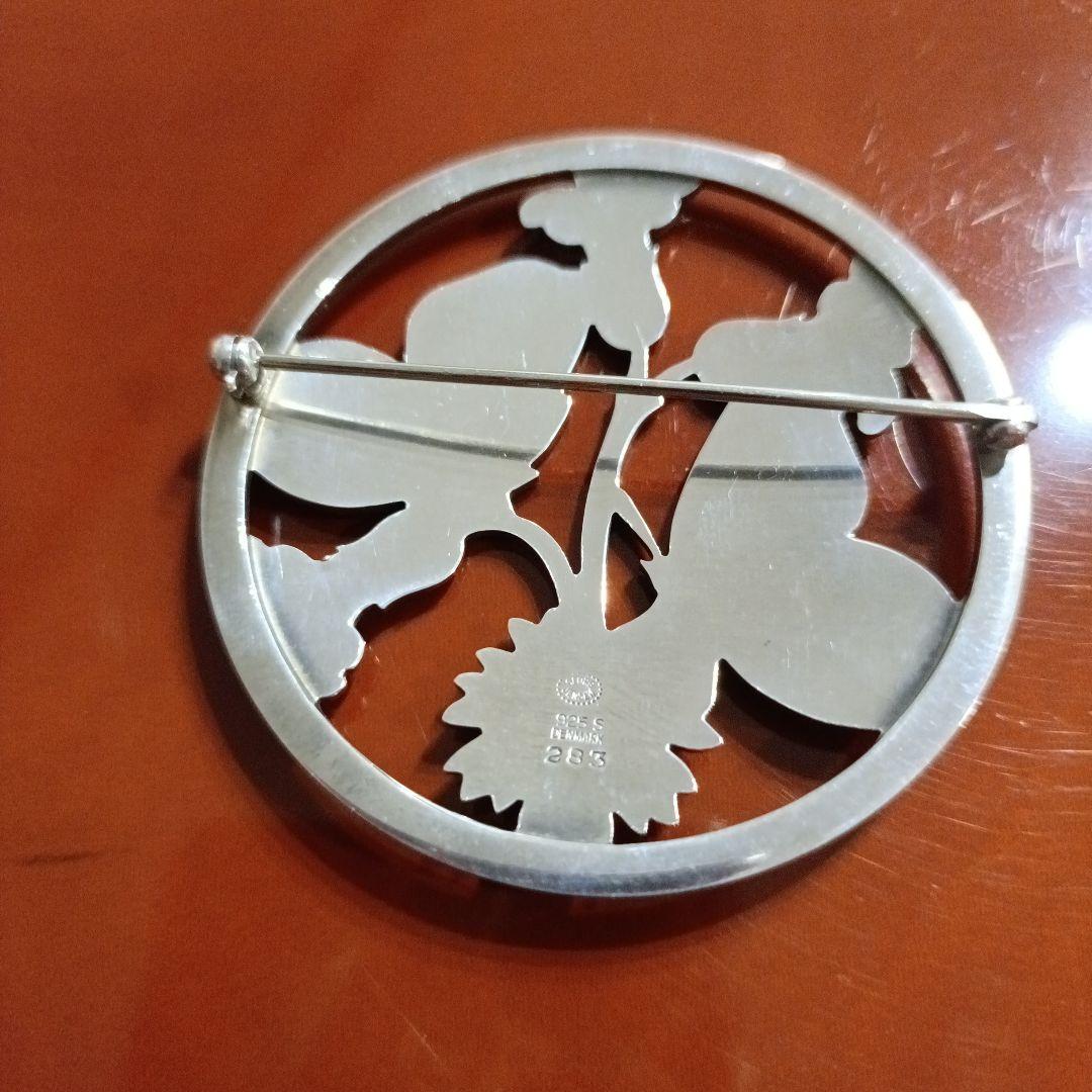 美品　大振り　ジョージジェンセン 283 ブローチ 蝶と花 アーノマリノウスキー