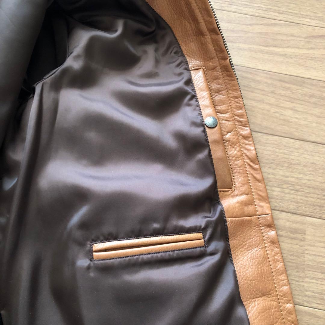 【良品】COACH コーチ レザージャケット キャメル シングル 牛革 XS