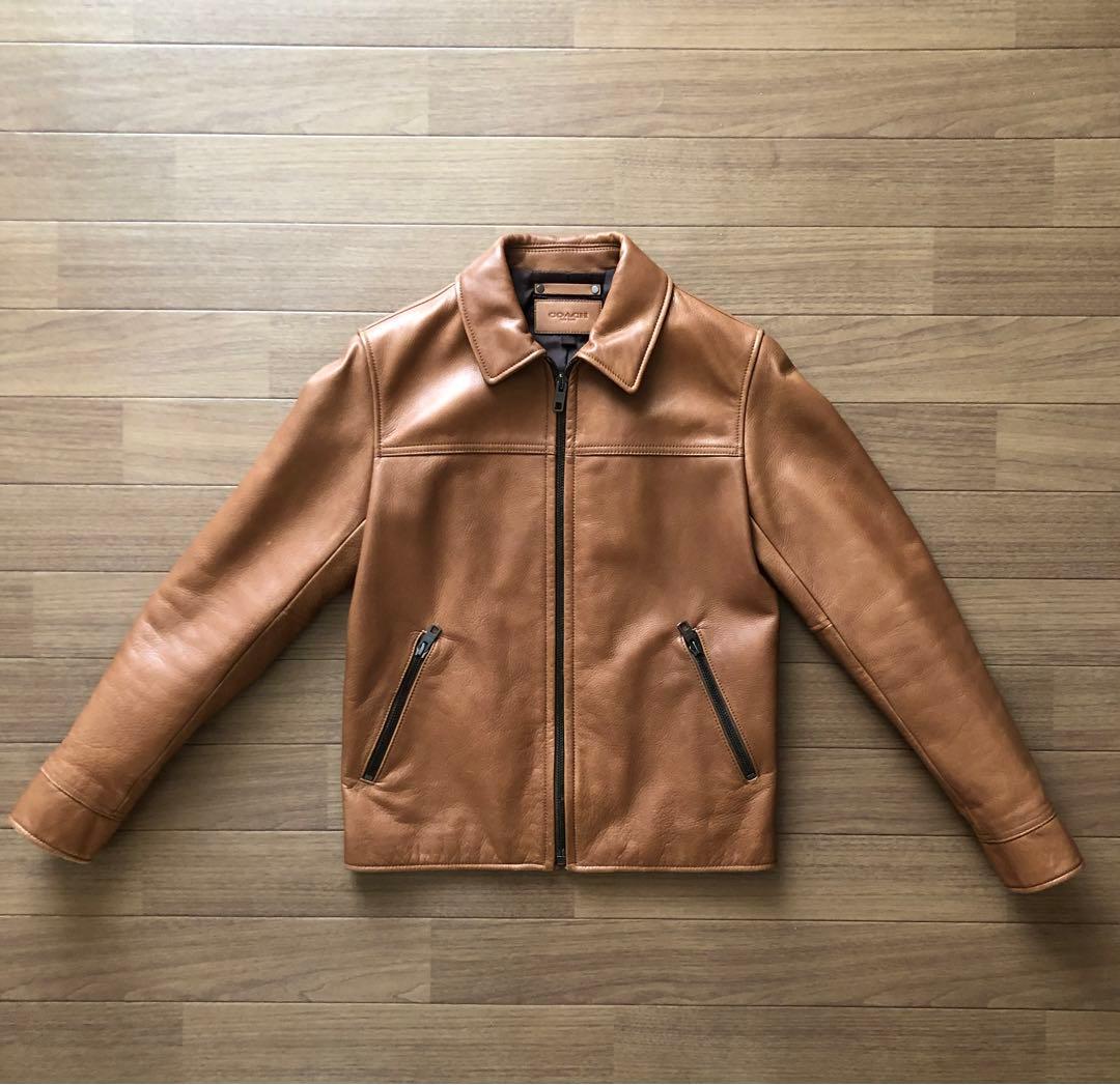 【良品】COACH コーチ レザージャケット キャメル シングル 牛革 XS