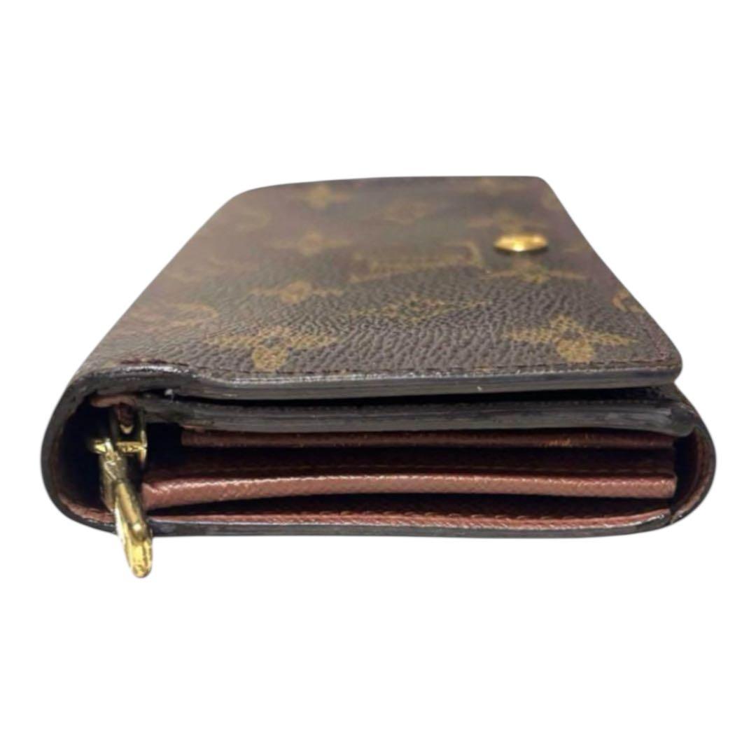 ルイヴィトン　折り財布　ポルトモネビエトレゾール　モノグラム　ブラウン　PVC