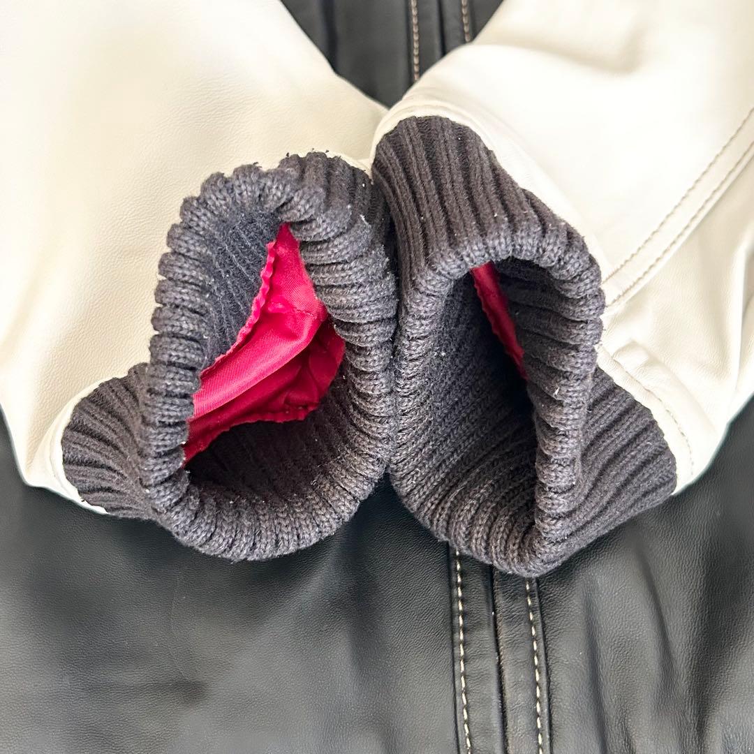 G-stage ライダースジャケット 革ジャン 羊革 ワッペン【L】