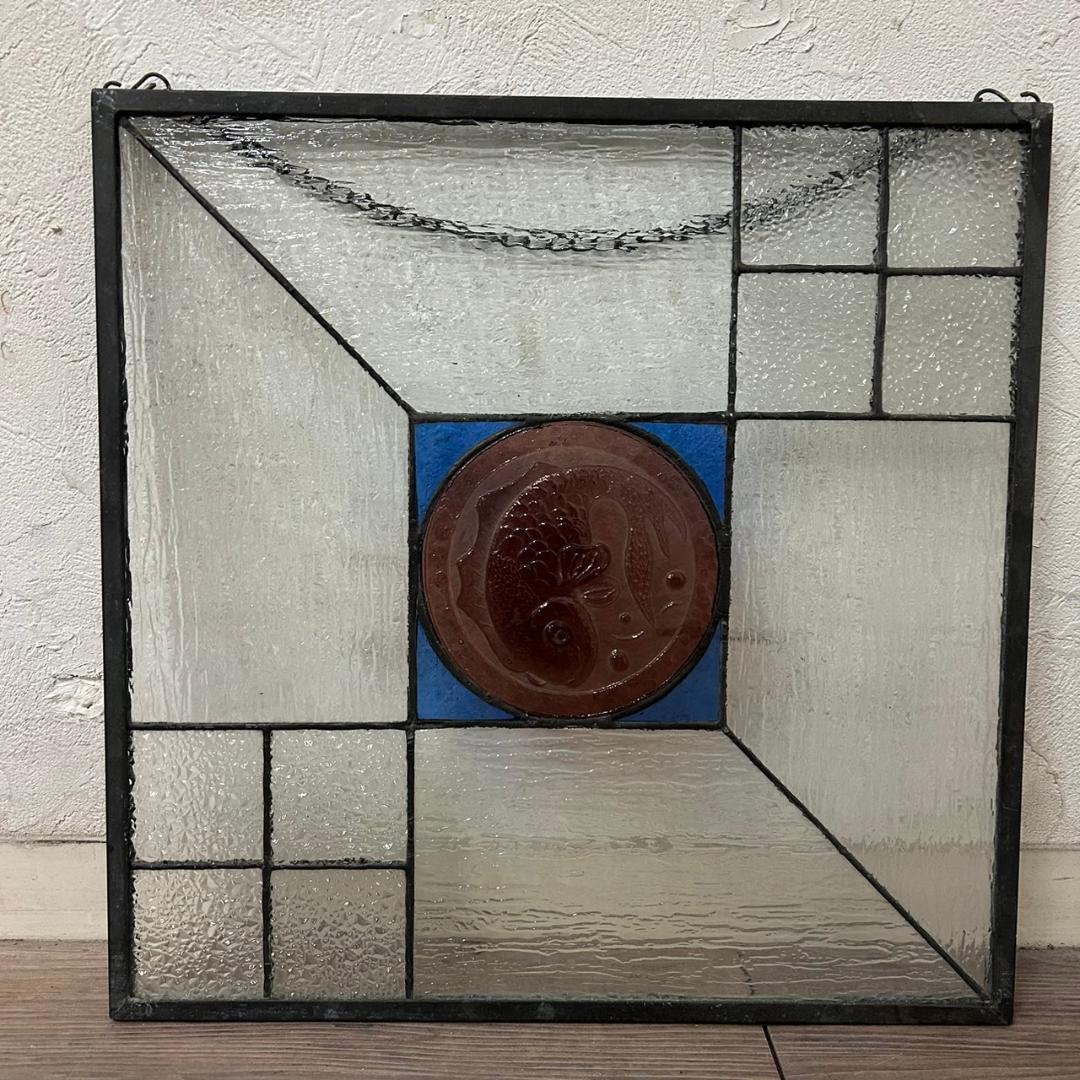 西洋アンティーク　大　ステンドグラス　縦　37cm×横　37cm