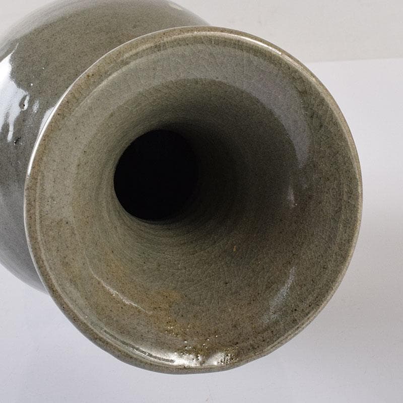 韓国美術　高麗窯　韓萬亀作　高麗青磁象嵌瓶　共箱　C　7557